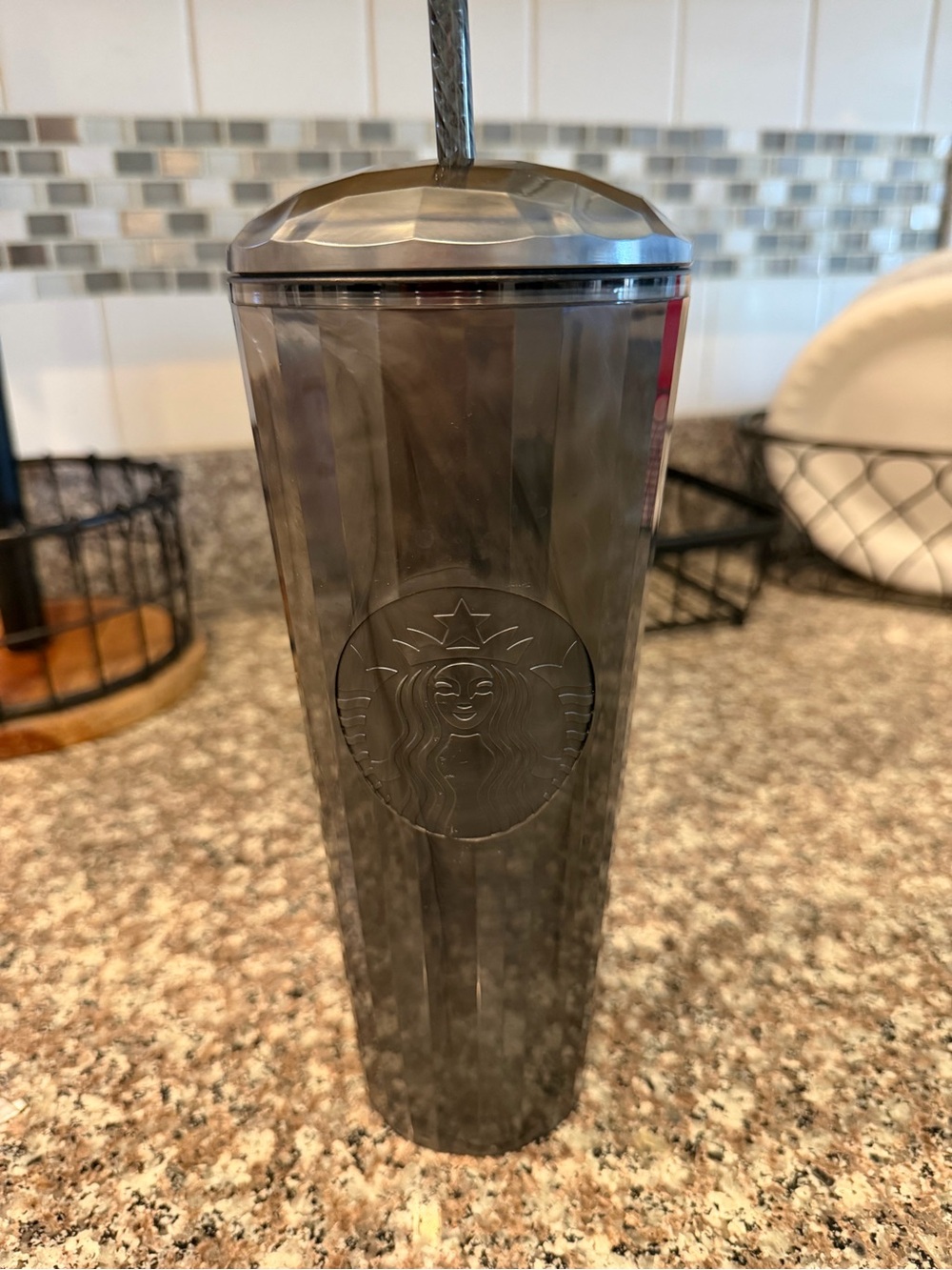 Brand New 24oz Starbucks Grey Marble Tumbler